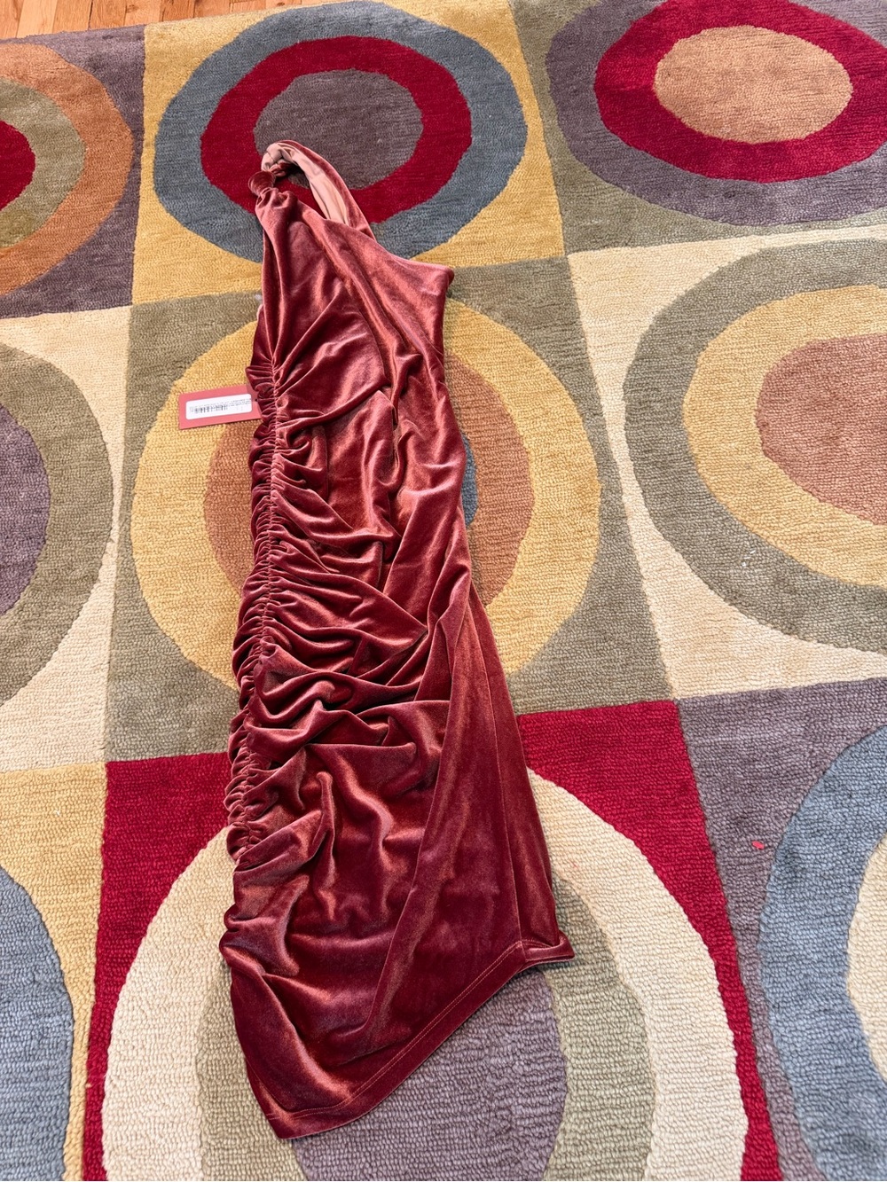 NWT ALIX NYC Celeste Midi Dress Mauve One Shoulder Ruched Velvet Women’s Small